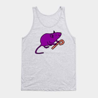 Purple Rat holding Candy Cane at Christmas Tank Top